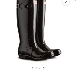 Hunter Glossy Black Knee-High Rain Boots